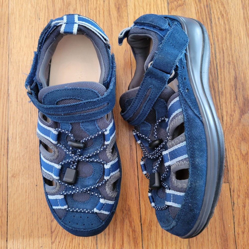 OrthoFeet 6.5W Blue Suede Leather Comfort Sport Sandals NAPLES Summer Comfort
